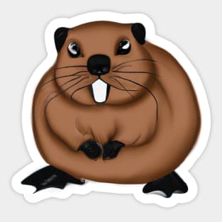 Cute Beaver Drawing Sticker